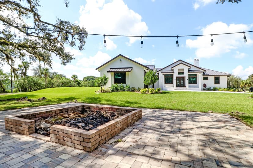 Custom home front entry and landscaping