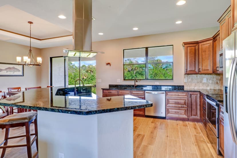 Custom home kitchen with wood cabinetry
