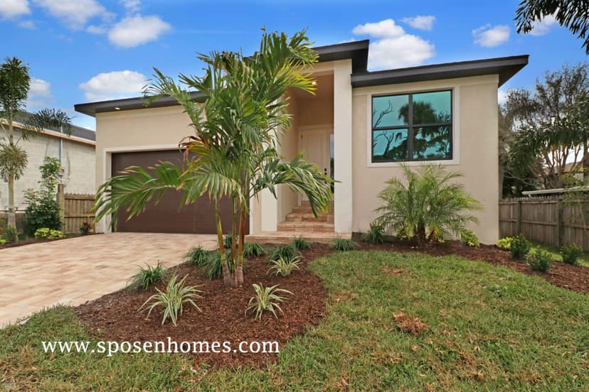 Custom home front entry and landscaping