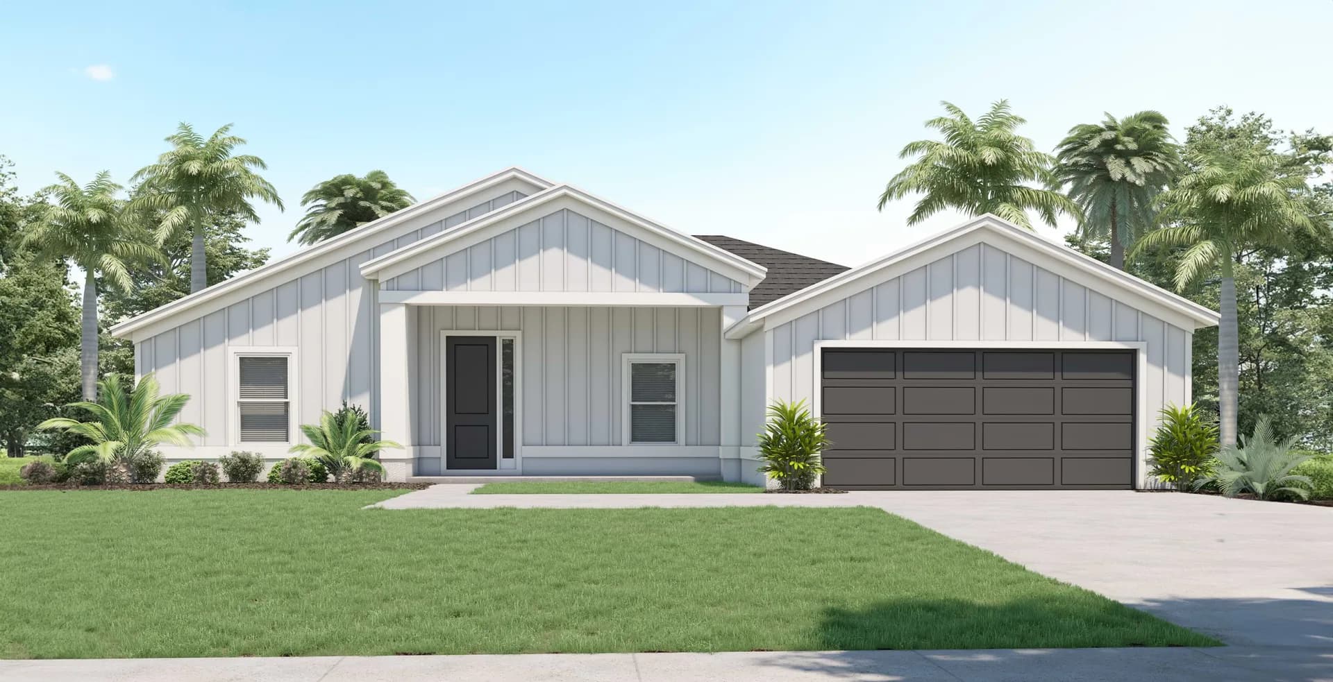 Haven — Transitional front exterior elevation