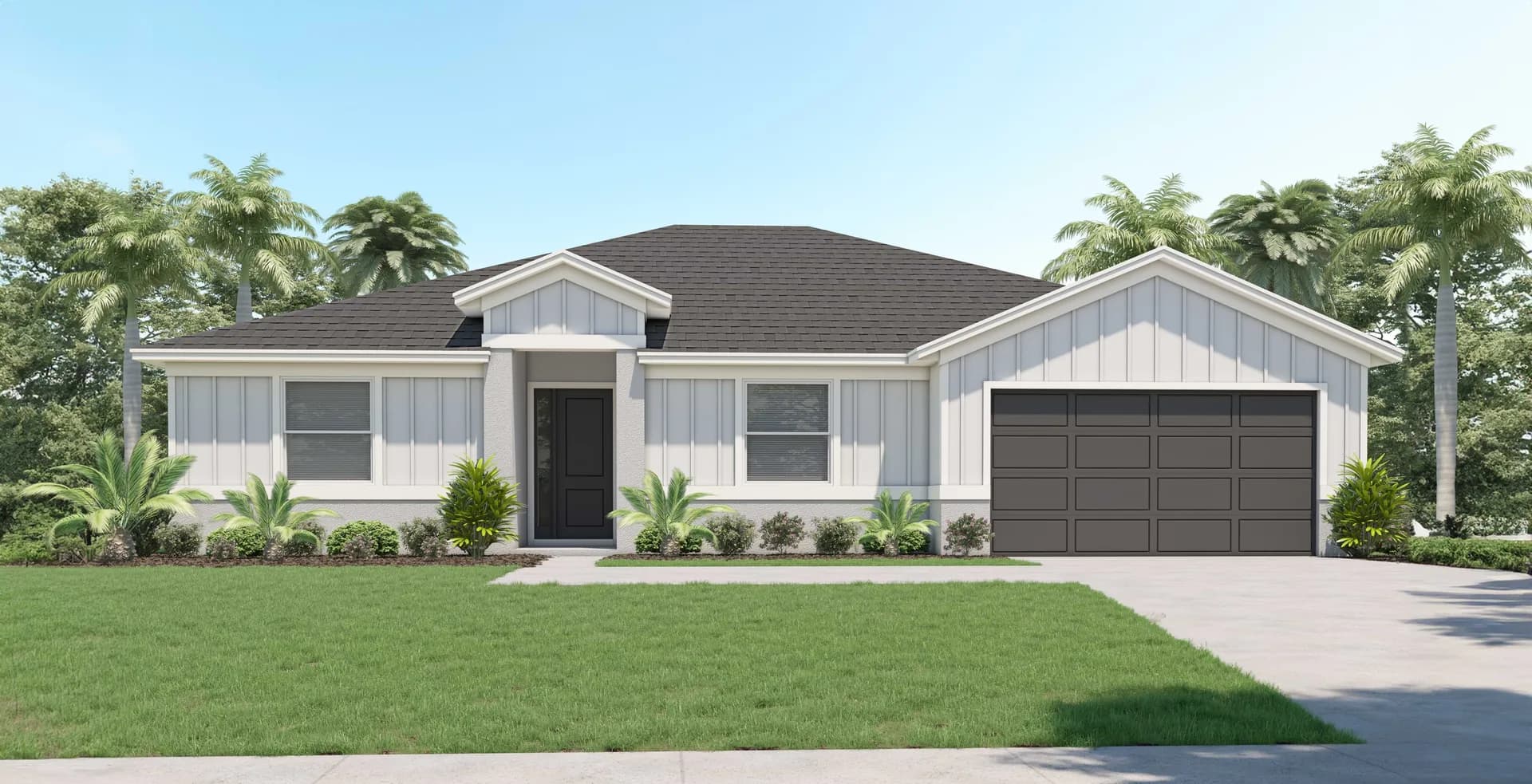 Key West — Transitional front exterior elevation