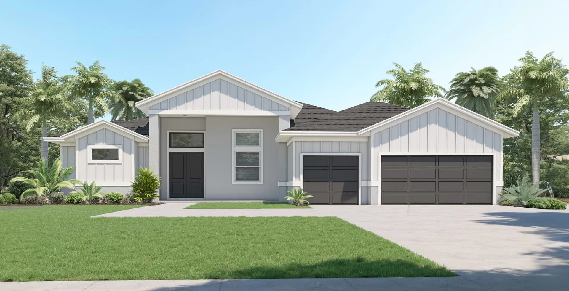 Mira Vista — Transitional front exterior elevation